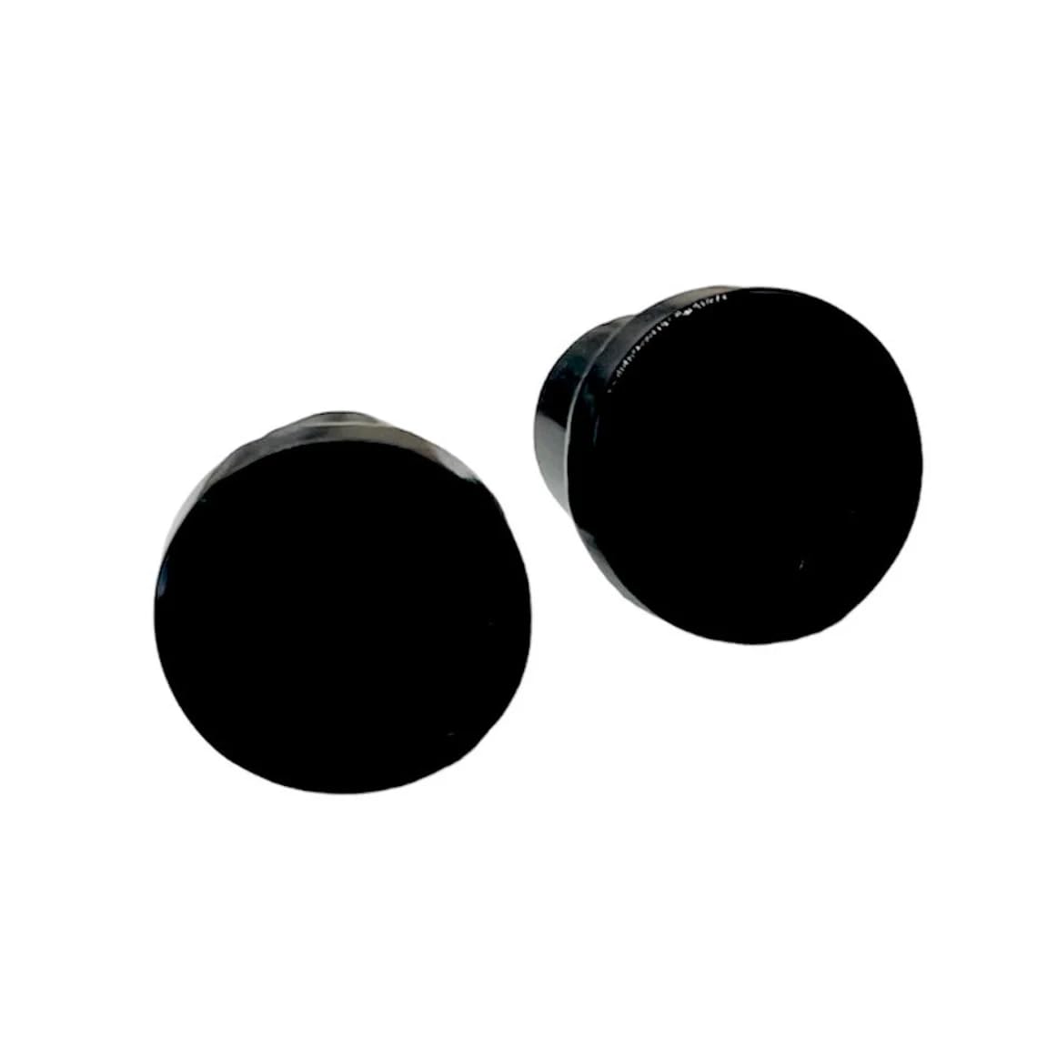 Black Obsidian Crystal Body Piercing Plugs, Customizable Sizes 8g-1", Single Flared Design
