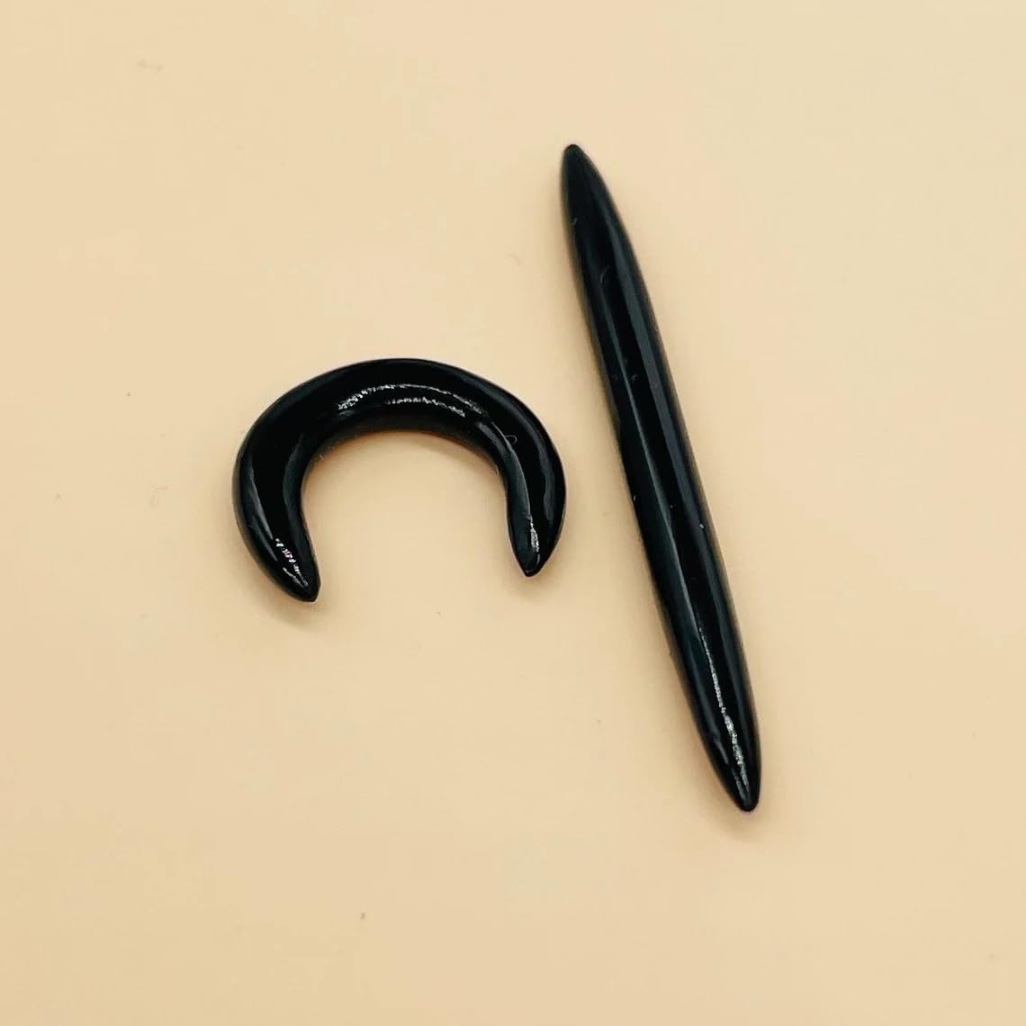 Natural Black Obsidian Crystal Handmade Naga Body Piercing Jewelry, Tribal Septum Tusk Straight Spike & Pincher Gauges, 12g (2mm) to 1/2 inch (12mm), Customized Size Available