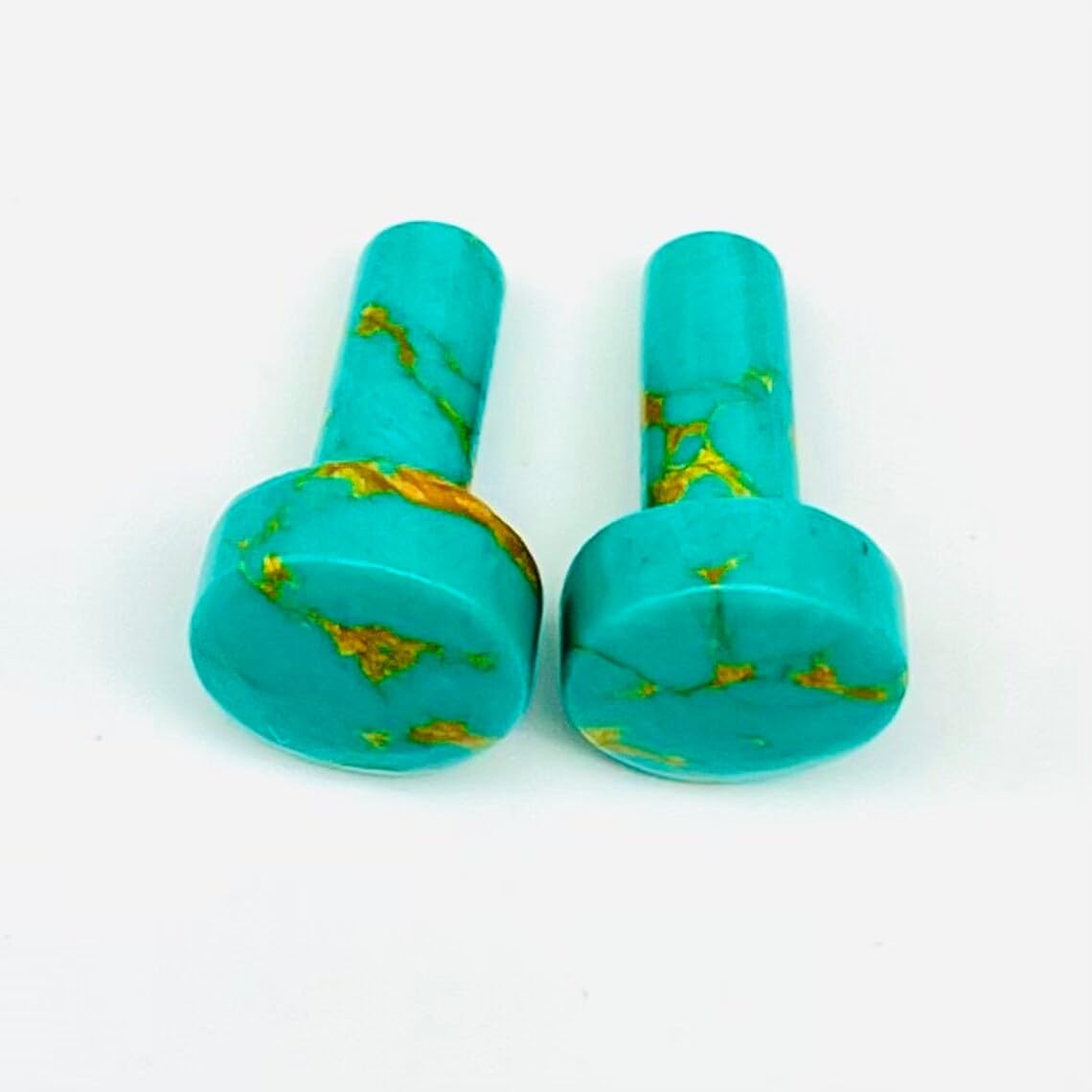 Turquoise Crystal Body Jewelry Plugs, Size 8g to 1", Handmade, Set of 2
