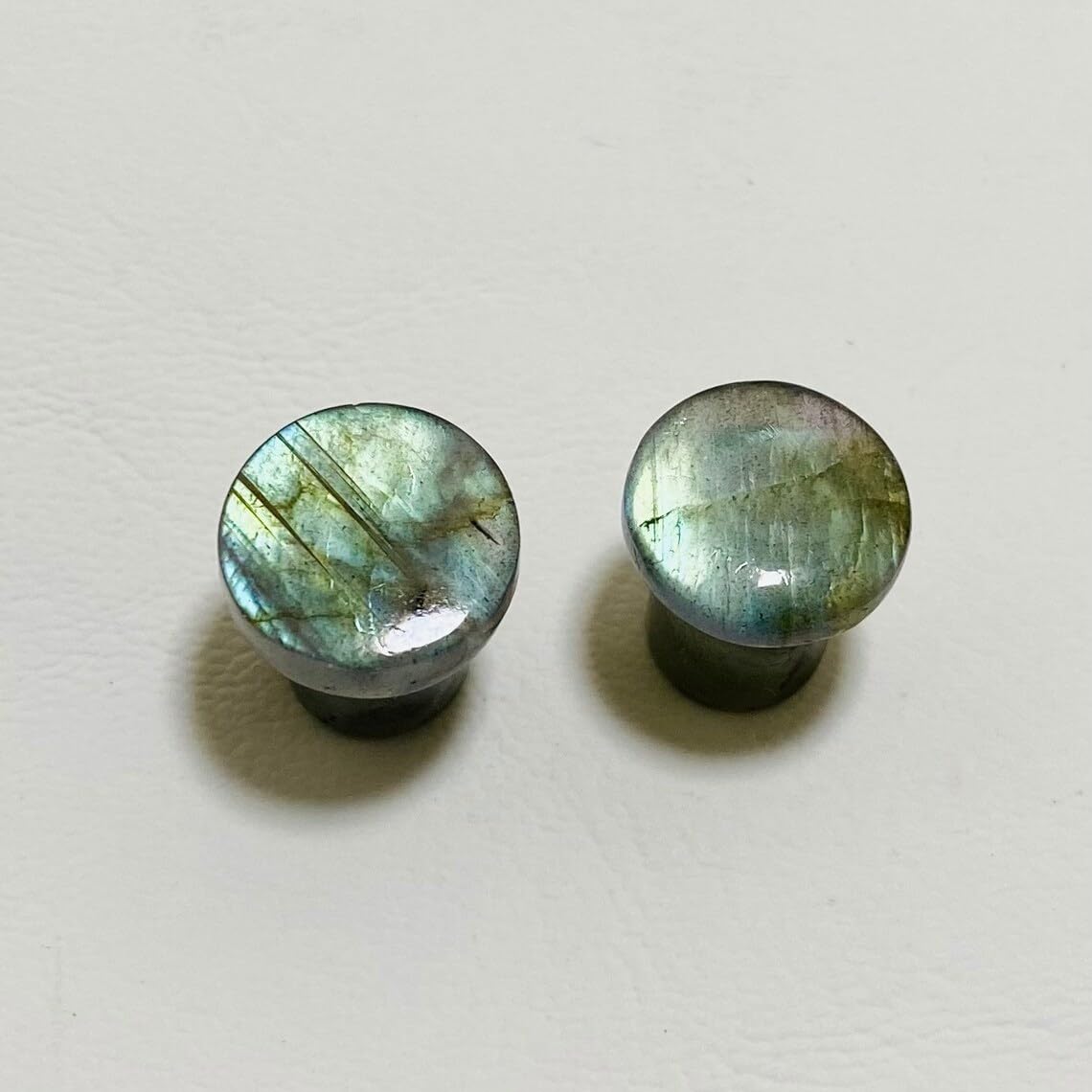 Labradorite Gemstone Naga Body Piercing Jewelry Round Shaped Single Flared Ear Piercing Gauges Plugs Size 8g (3mm) to 1" (25mm)
