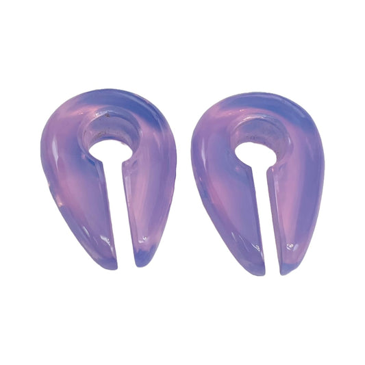 Lavender Chalcedony Stone Ear Weights, Pair of Keyhole Hangers Gauges