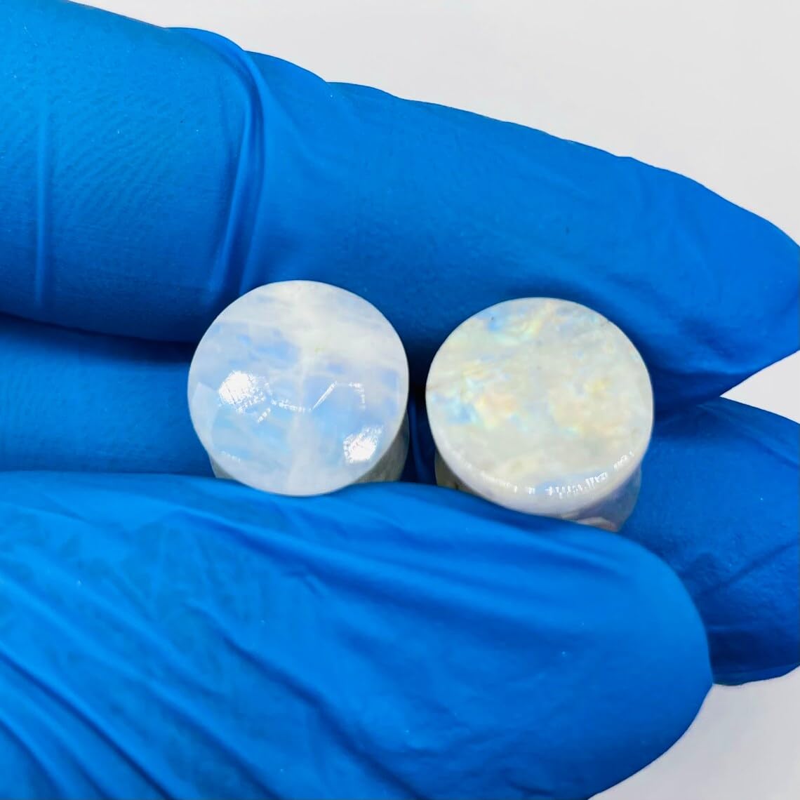 Moonstone Gemstone Ear Gauges, Hexagonal Cut, 8g-1", Custom Sizing Available