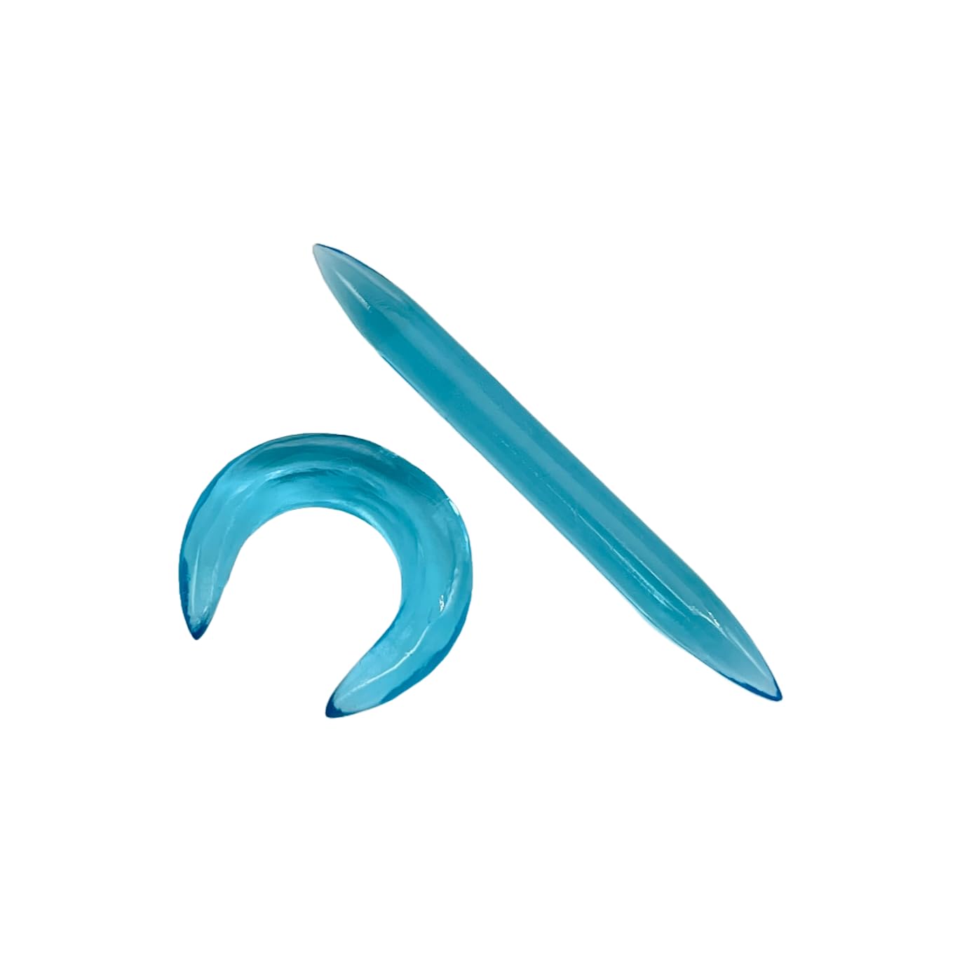Blue Topaz Stone Handmade Naga Body Piercing Tribal Septum Crescent Horseshoe Pincher & Spike Tusk Gauges Set, Sizes 12g (2mm) to 12mm (1/2")