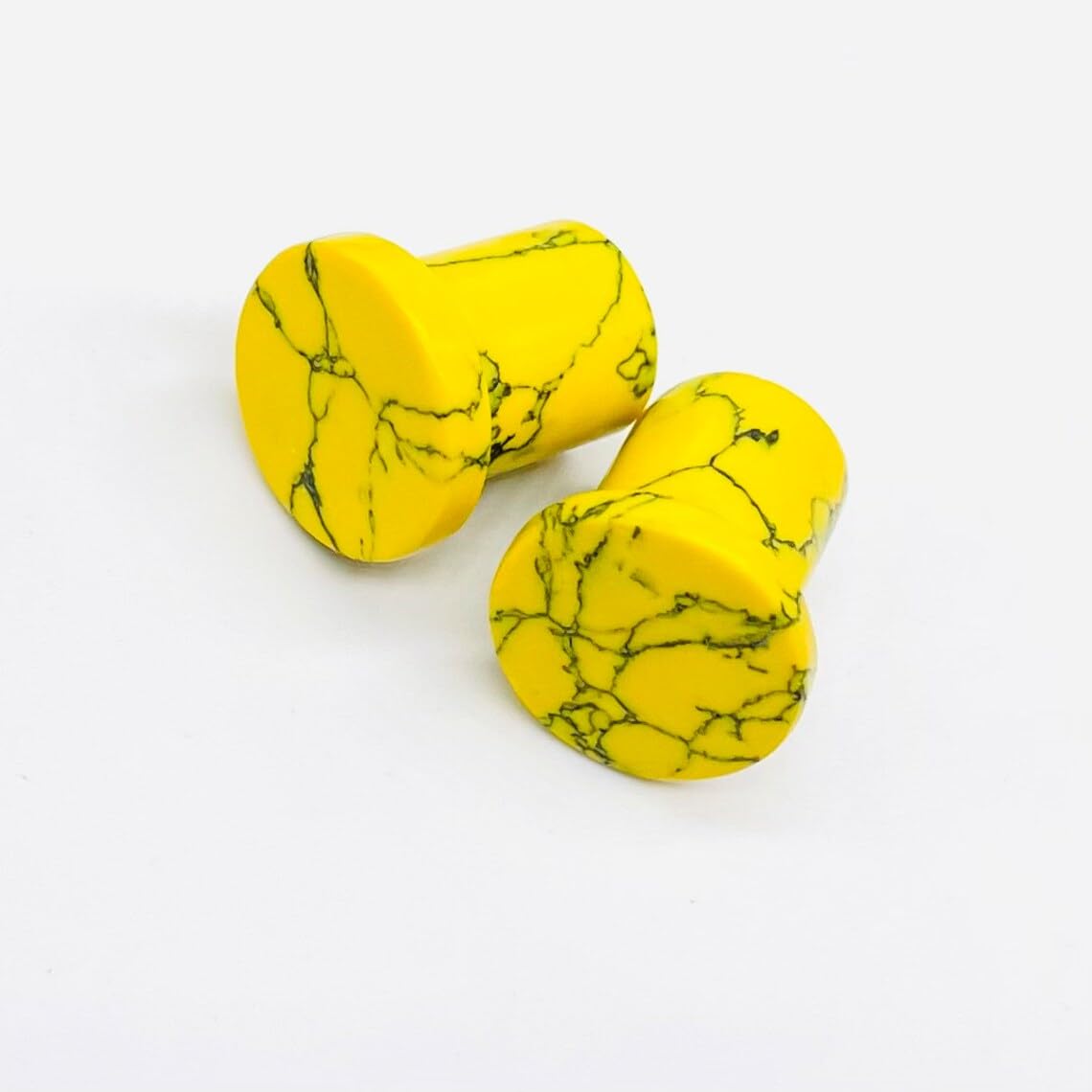 Crystal Ear Plugs, Yellow Turquoise, Custom Sizes 8g-1", Set of 2