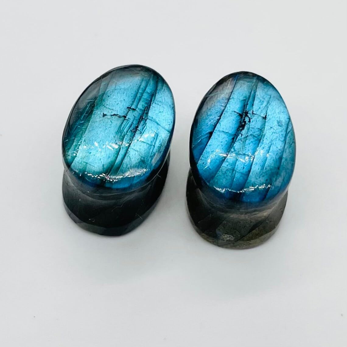 Body Jewelry Naga Pair of Natural Blue Fire Labradorite Gemstone Teardrop Plugs for Ear Piercing (Pair of 1, 8g to 1')