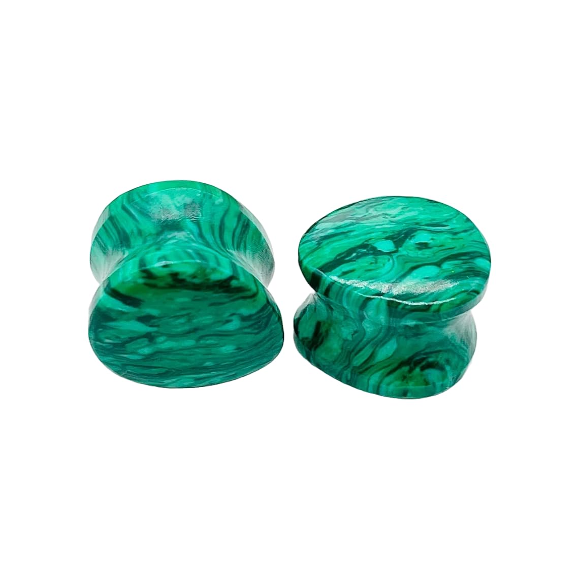 Pair of Green Malachite Crystal Handmade Naga Body Piercing Jewelry Double Flared Tear Drop Shaped Ear Gauges Plugs Size 8g (3mm) to 1" (25mm)