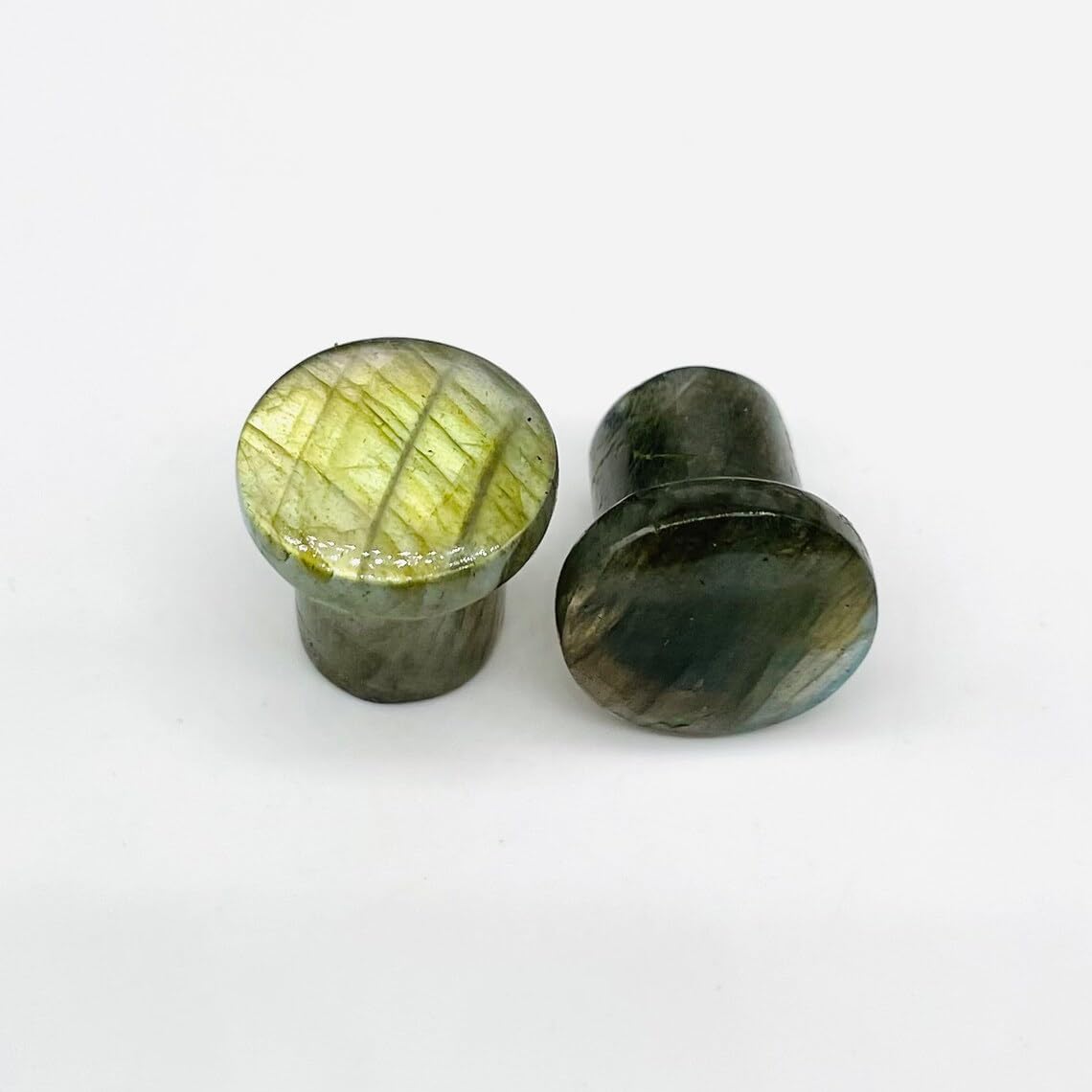 Natural Yellow Flash Labradorite Gemstone Naga Body Piercing Jewelry Single Flare Ear Gauges Plugs Size 8g (3mm) to 1" (25mm) Custom Size & Wholesale Available