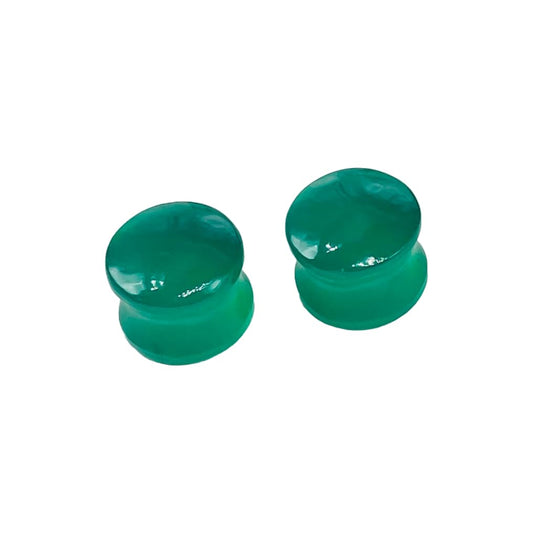 Green Onyx Gemstone Body Piercing Plugs, 8g-1", Custom Sizes Available