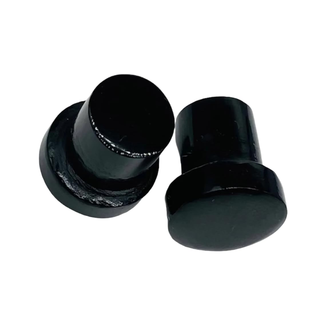 Black Obsidian Crystal Body Piercing Plugs, Customizable Sizes 8g-1", Single Flared Design