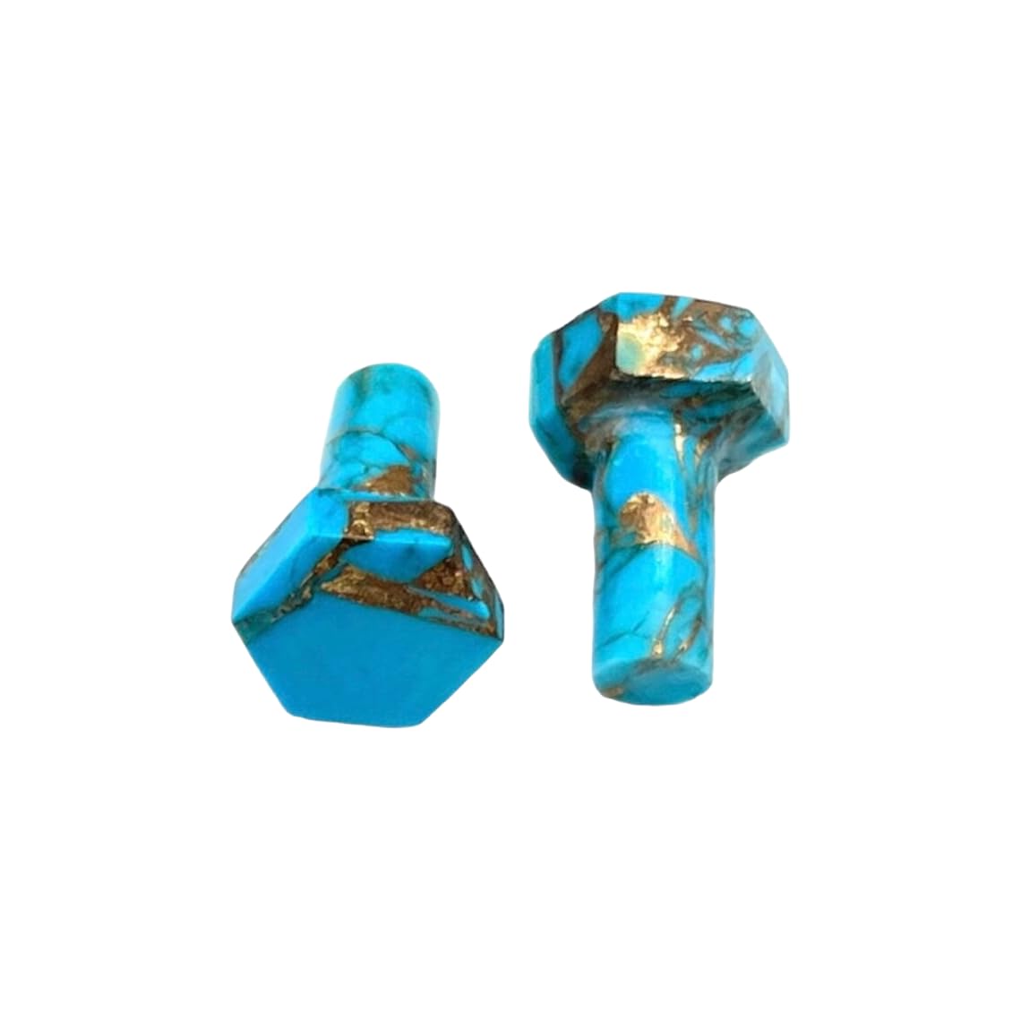BodyJewels007 Naga Body Piercing Jewelry Gauges Plugs (Pair of 1) - Hexagonal Shape, Single Flared, American Blue Copper Turquoise Gemstone, Size 8g (3mm) to 13/16" (20mm)