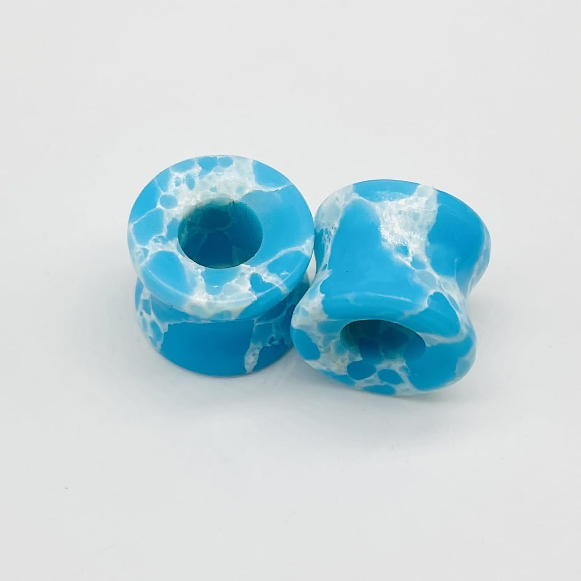 Body Piercing Jewelry Pair of Naga Style Larimar Crystal Handmade Naga Body Piercing Gauges Plugs Ear Tunnels Size 6g (4mm) to 40mm Customized Size & Wholesale Also Available