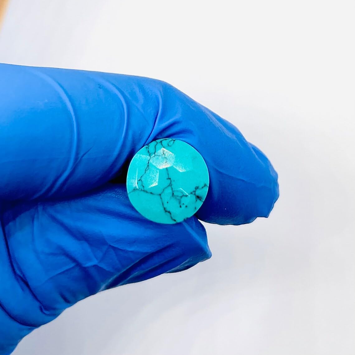 Blue Turquoise Crystal Round Body Piercing Plugs, Customizable Sizes 8g to 1", Handmade Hexagon Faceted Gauges