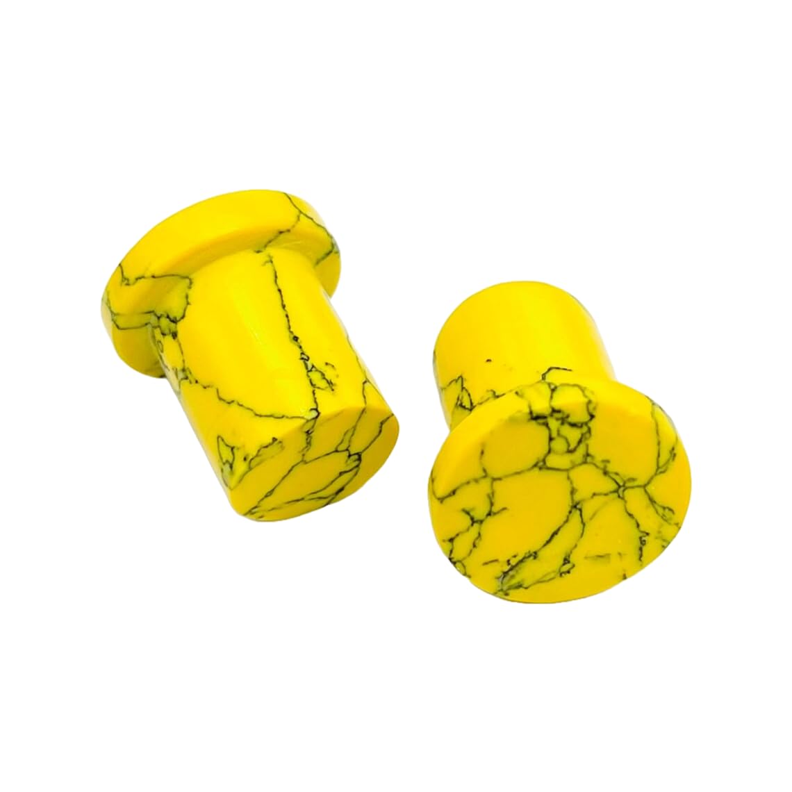 Crystal Ear Plugs, Yellow Turquoise, Custom Sizes 8g-1", Set of 2