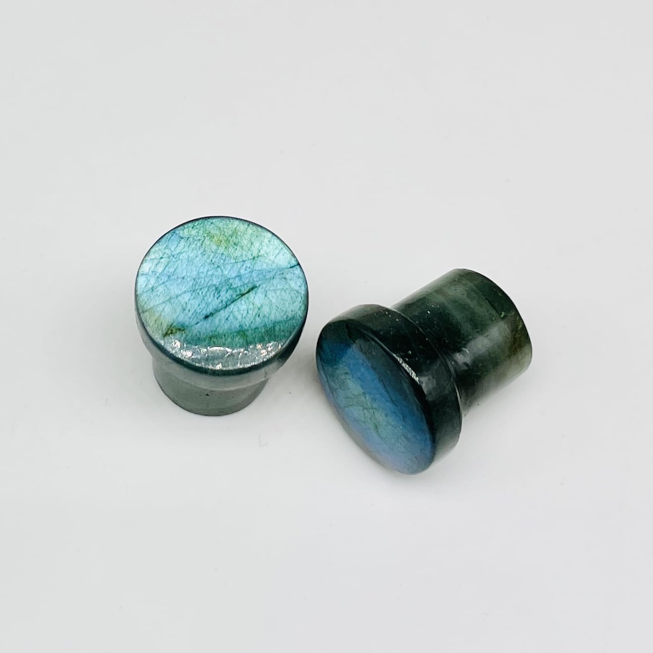 Labradorite Gemstone Single Flared Round Shaped Ear Piercing Gauges Plugs Naga Body Jewelry Size 8g (3mm) to 1" (25mm) Customized Size & Wholesale Also Available