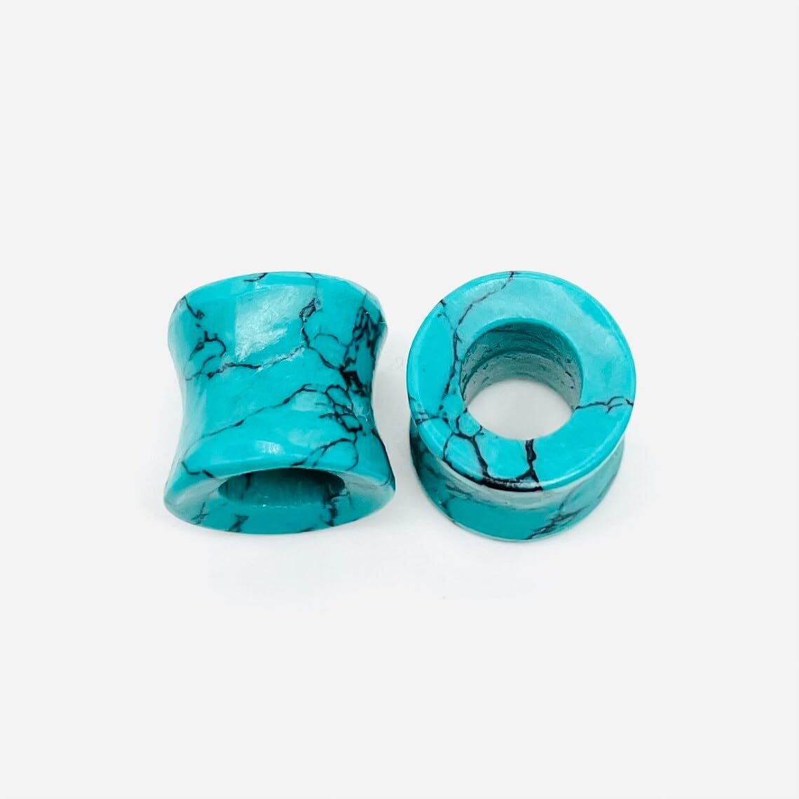 Blue Turquoise Crystal Body Jewelry Plugs Tunnels, 4mm-40mm, 2pc Set