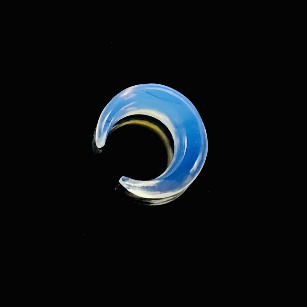 Opalite Glass Handmade Naga Body Piercing Tribal Septum Crescent Horseshoe Pincher Gauges, Sizes 2mm (12g) to 12mm (1/2 inch)