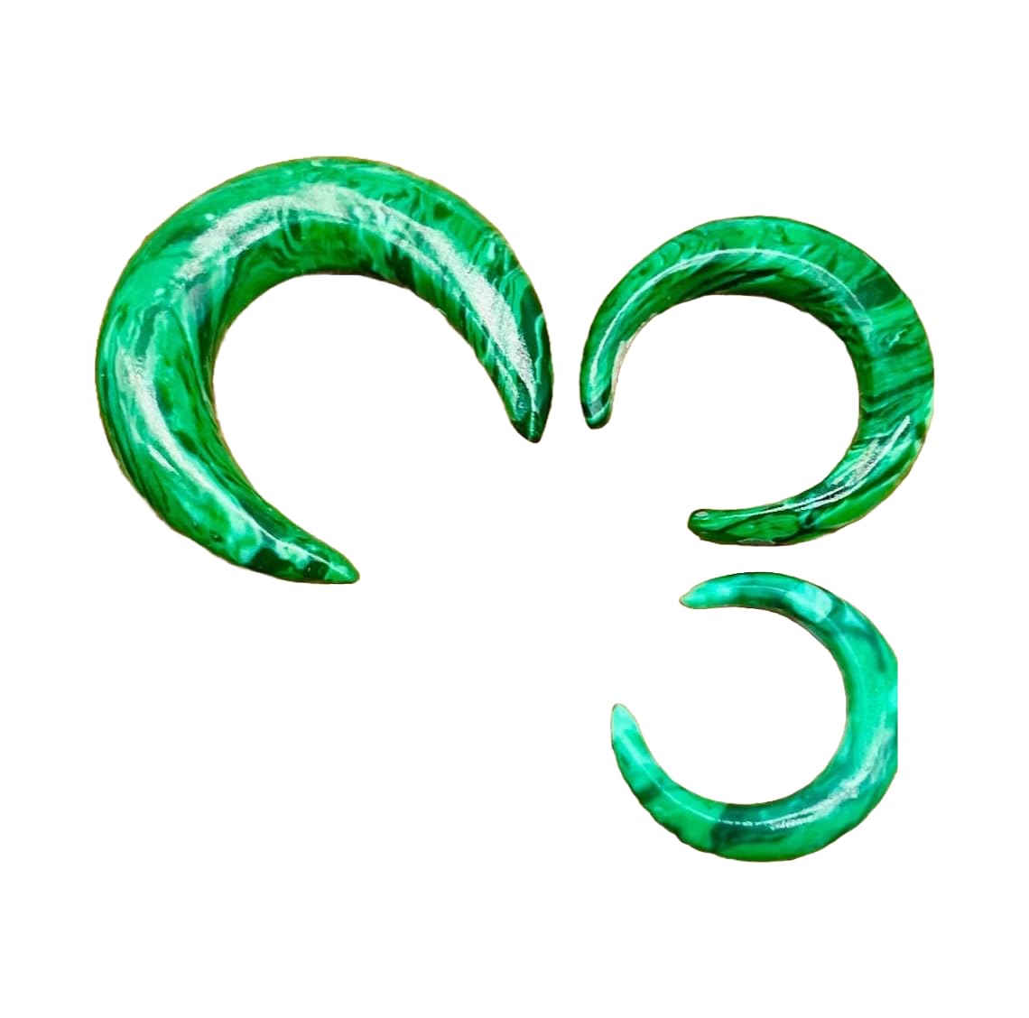 Green Malachite Crystal Handmade Naga Body Piercing Jewelry, Tribal Septum Pincher Gauges, 12g (2mm) to 1/2 inch (12mm), Customizable Sizes