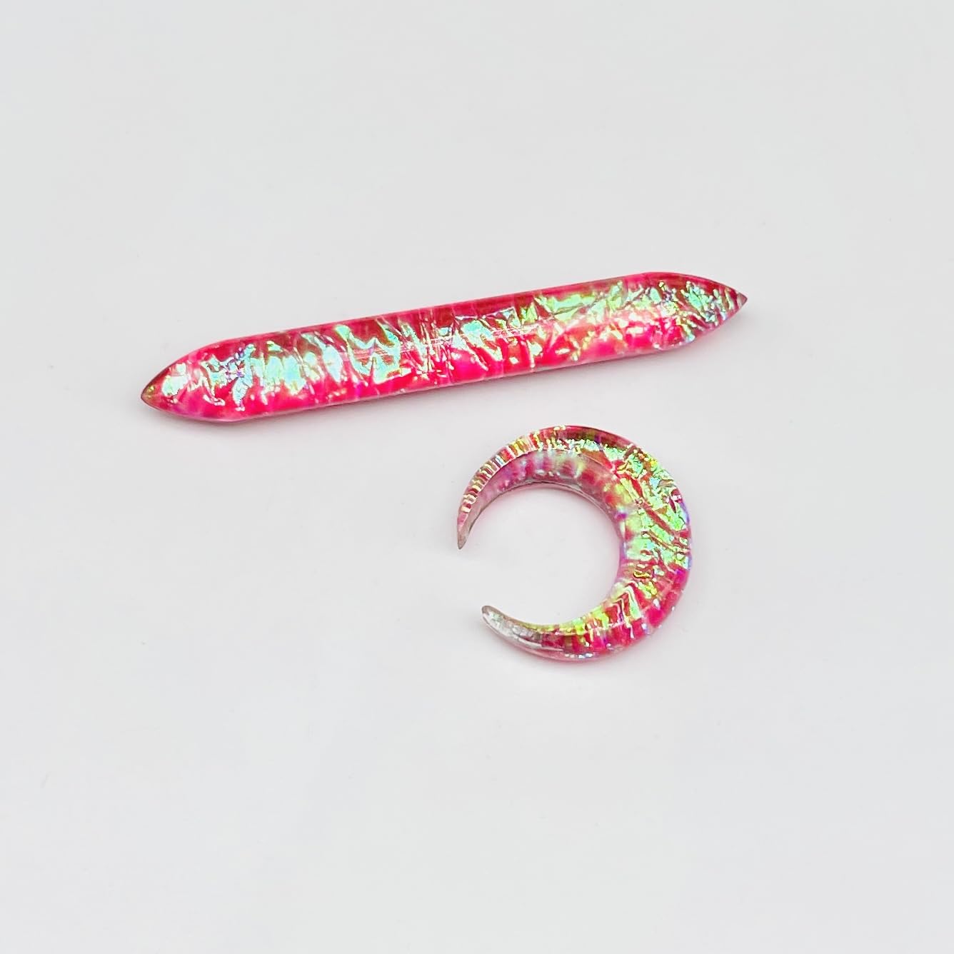 Naga Body Piercing Jewelry Septum Pincher Tusk Gauges, Pink Opal Glitter Stone, Size 12g (2mm) to 1/2" (12mm), Customized Size & Wholesale Available