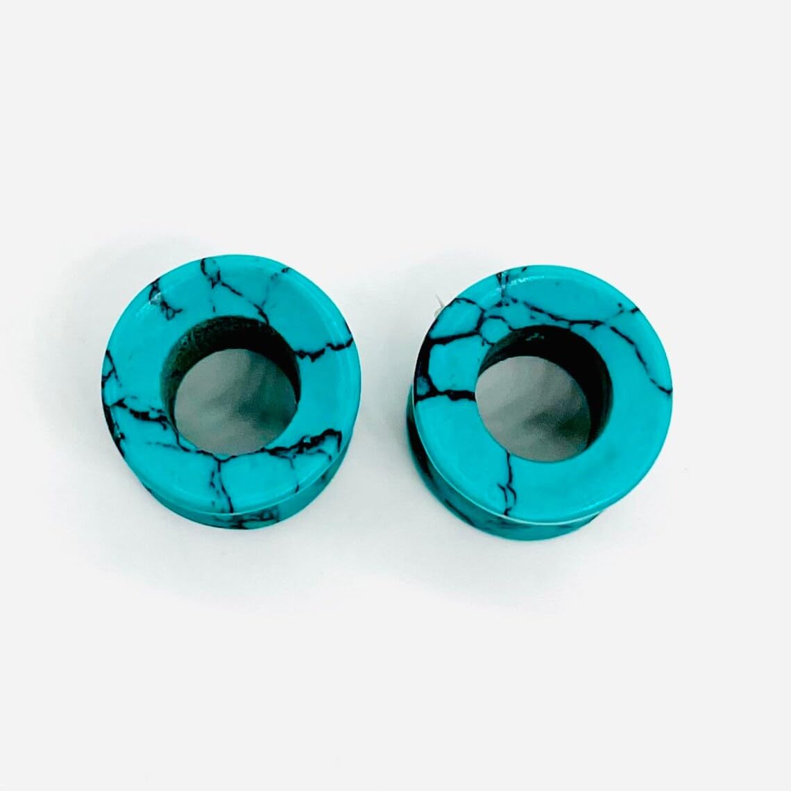 Blue Turquoise Crystal Body Jewelry Plugs Tunnels, 4mm-40mm, 2pc Set