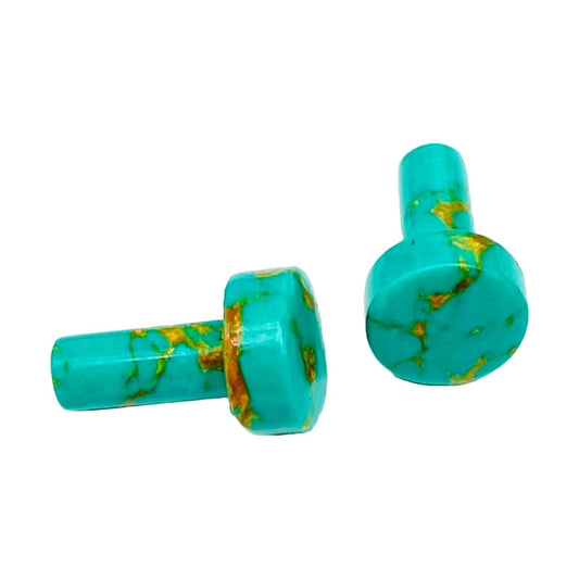 Turquoise Crystal Body Jewelry Plugs, Size 8g to 1", Handmade, Set of 2