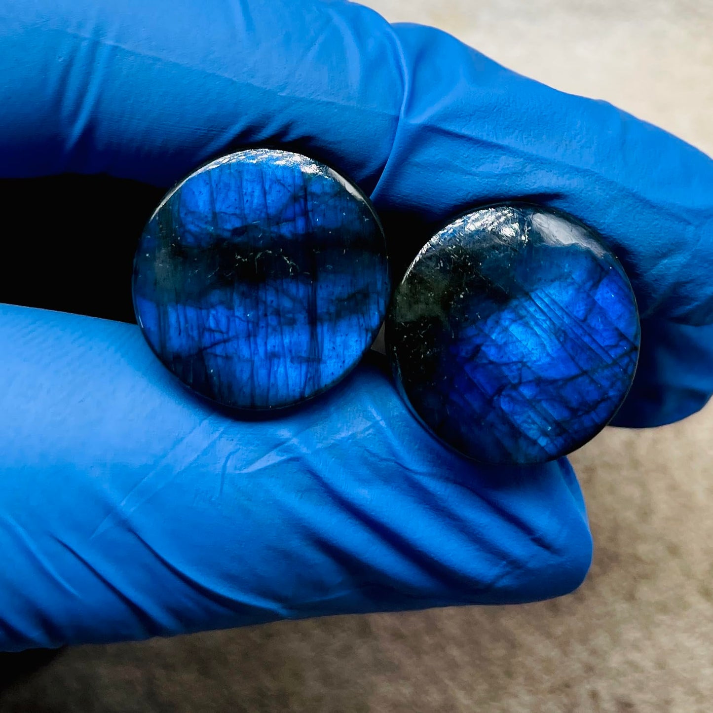 Natural Blue Flash Labradorite Gemstone Handmade Round Shaped Single Flared Ear Piercing Gauges Plugs Naga Body Jewelry 8g (3mm) to 1" (25mm)