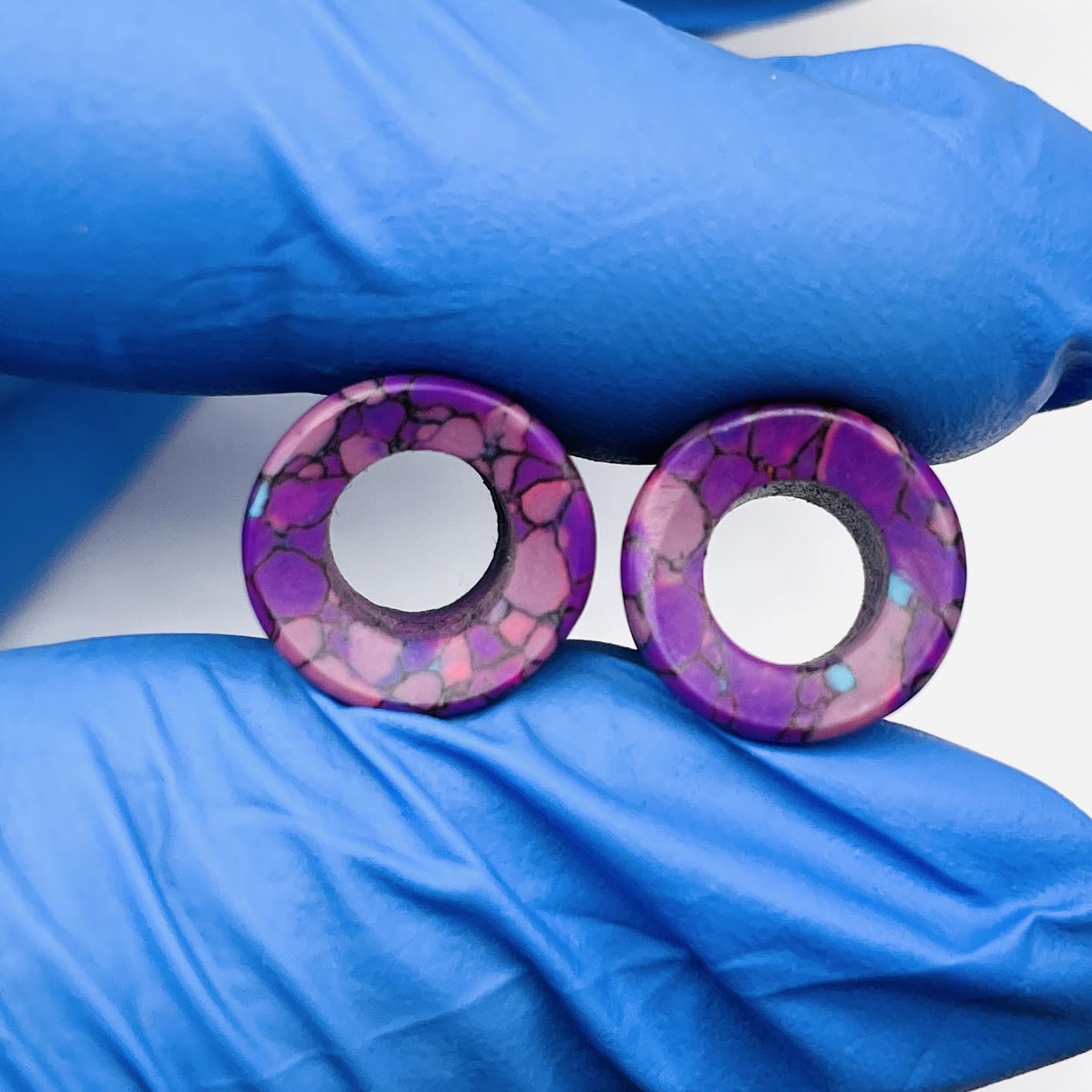 Pruple Turquoise Crystal Handmade Naga Body Piercing Jewelry Plug Tunnel Gauges Size 6g (4mm) to 40mm Customized Sizes & Wholesale Also Available