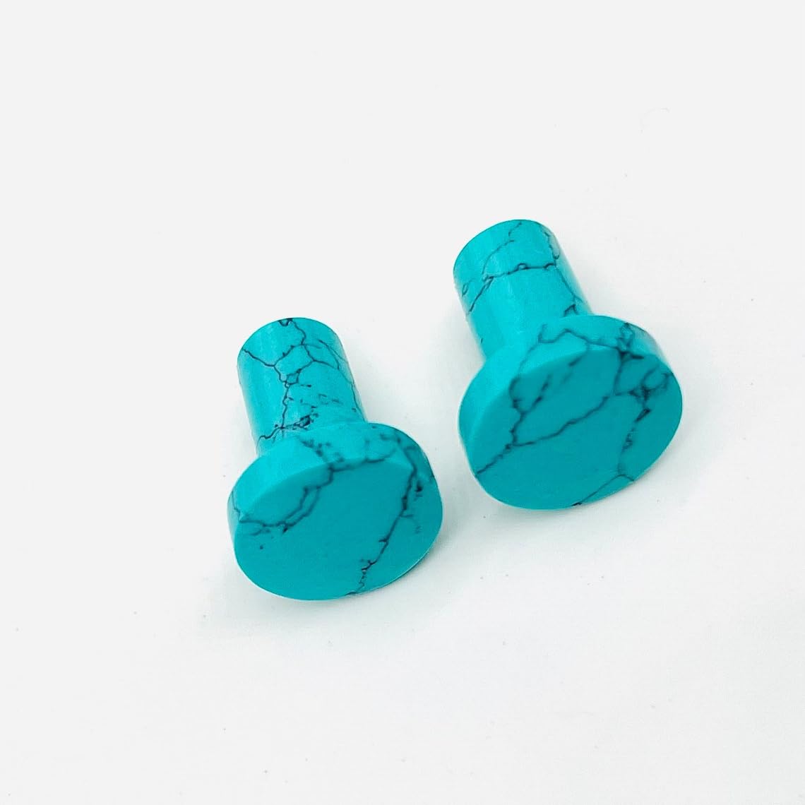 Blue Turquoise Crystal Body Jewelry Plugs, 8g to 1 inch, Set of 2