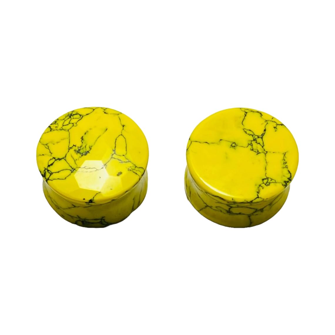 Yellow Turquoise Crystal Hexagonal Cut Naga Body Jewelry Gauges, 8g-2-1/8", 2pcs Ear Plugs