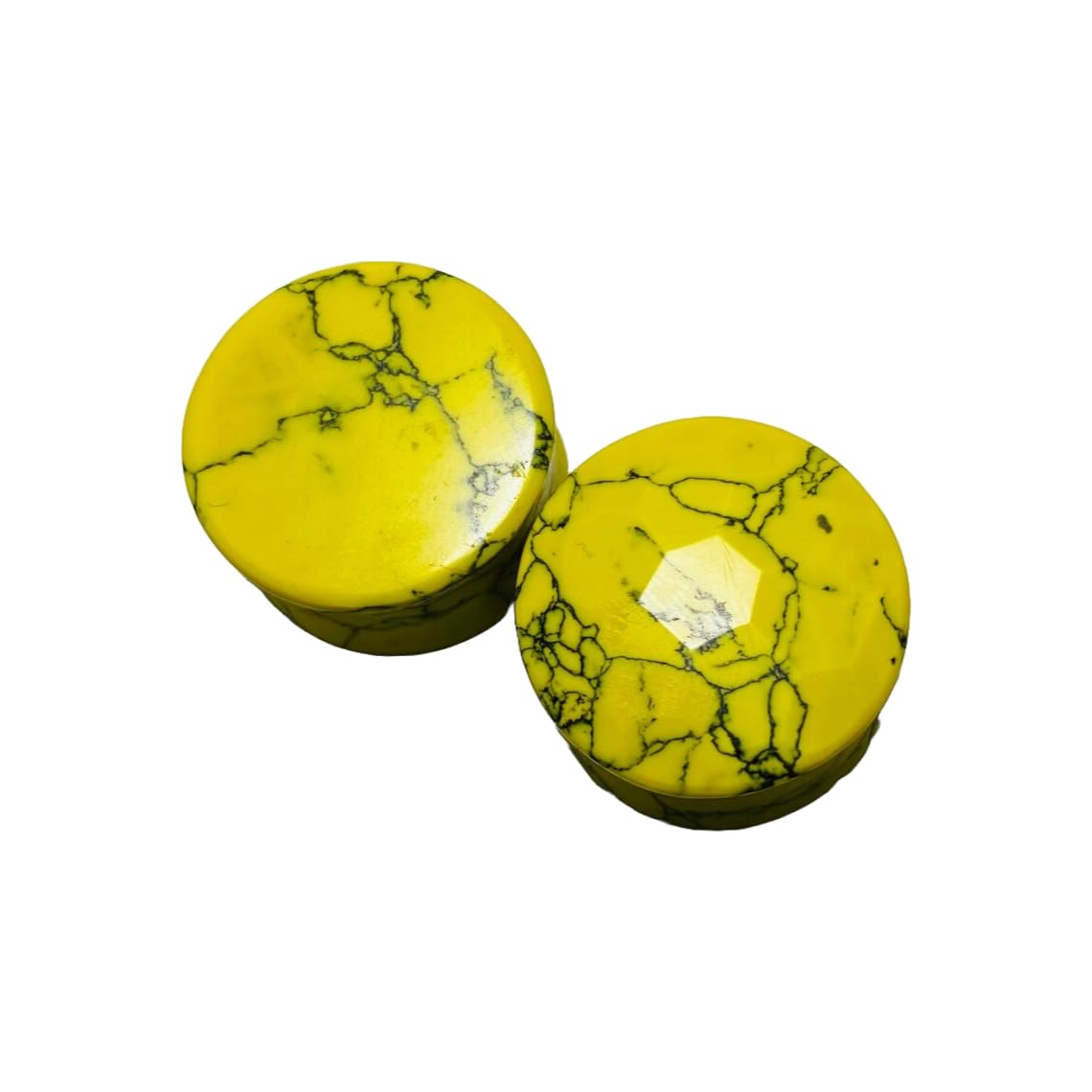 Yellow Turquoise Crystal Hexagonal Cut Naga Body Jewelry Gauges, 8g-2-1/8", 2pcs Ear Plugs