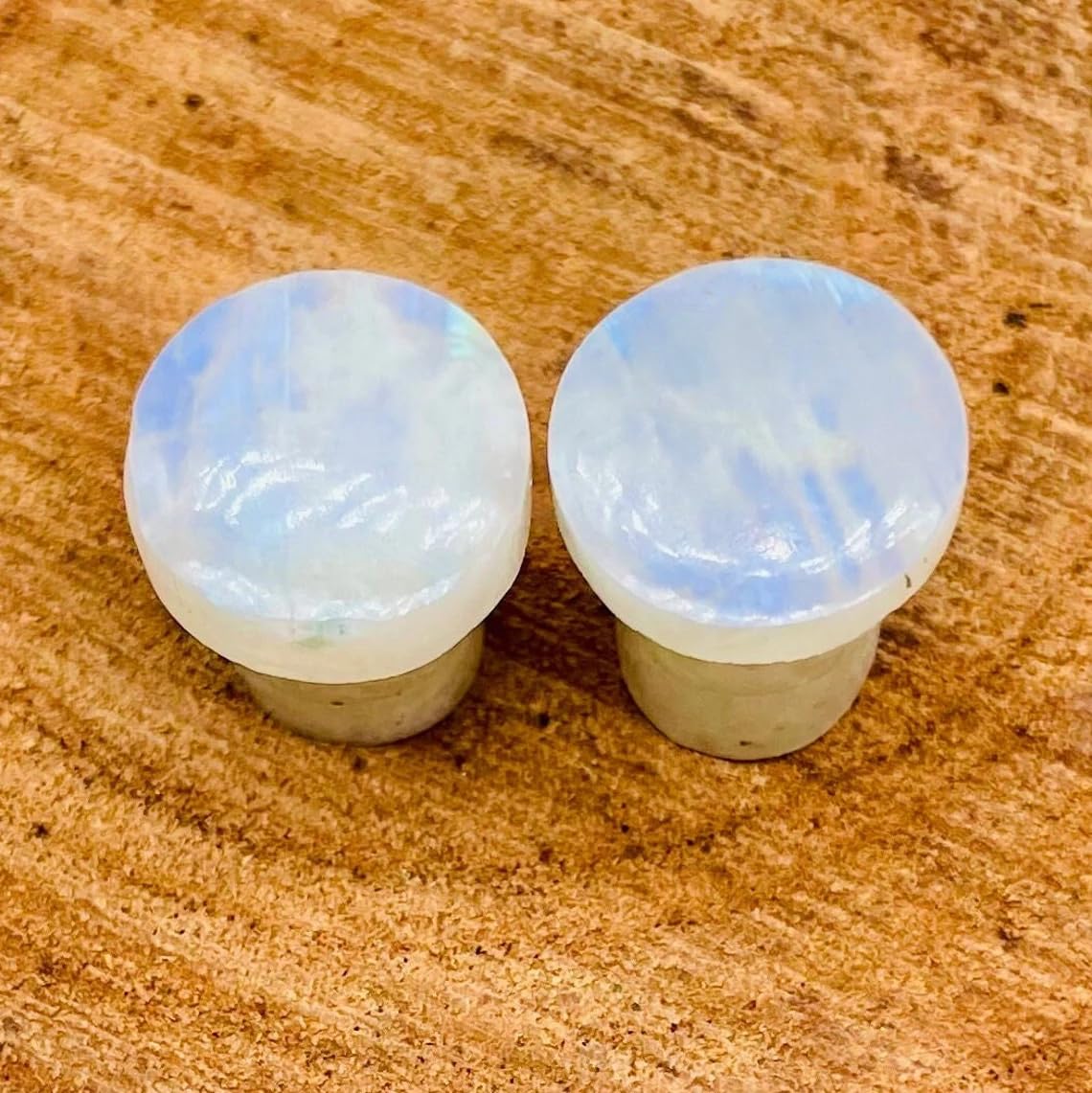 BodyJewels007 Body Jewelry Naga Body Piercing Single Flare Ear Plugs Gauges - Rainbow Moonstone - 8g (3mm) to 1/2" (12mm) - Customized Size & Wholesale Available