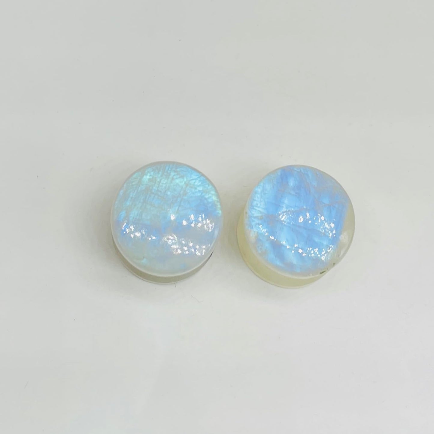 Opalescent Moonstone Gemstone Naga Body Piercing Jewelry Double Flared Round Shaped Ear Gauges Plugs Size 8g (3mm) to 1" (25mm) Customized Size & Wholesale Also Available