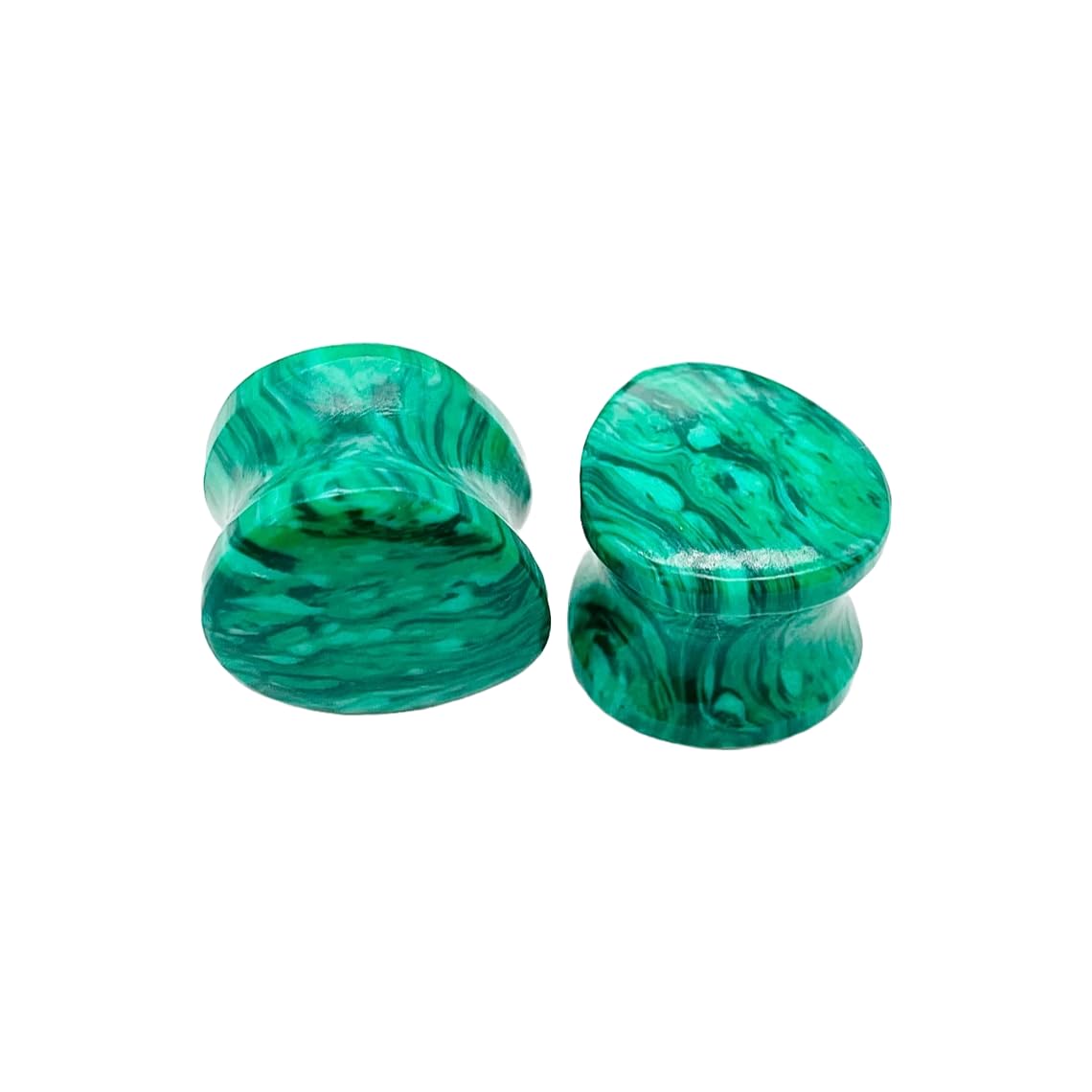 Pair of Green Malachite Crystal Handmade Naga Body Piercing Jewelry Double Flared Tear Drop Shaped Ear Gauges Plugs Size 8g (3mm) to 1" (25mm)