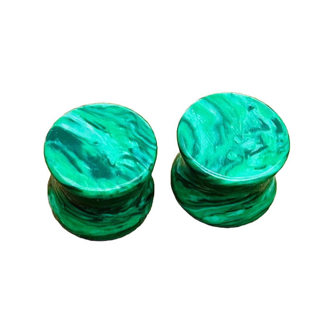 Green Malachite Crystal Double Flared Ear Gauges, 3mm to 54mm (8g to 2-1/8 inches), Pair