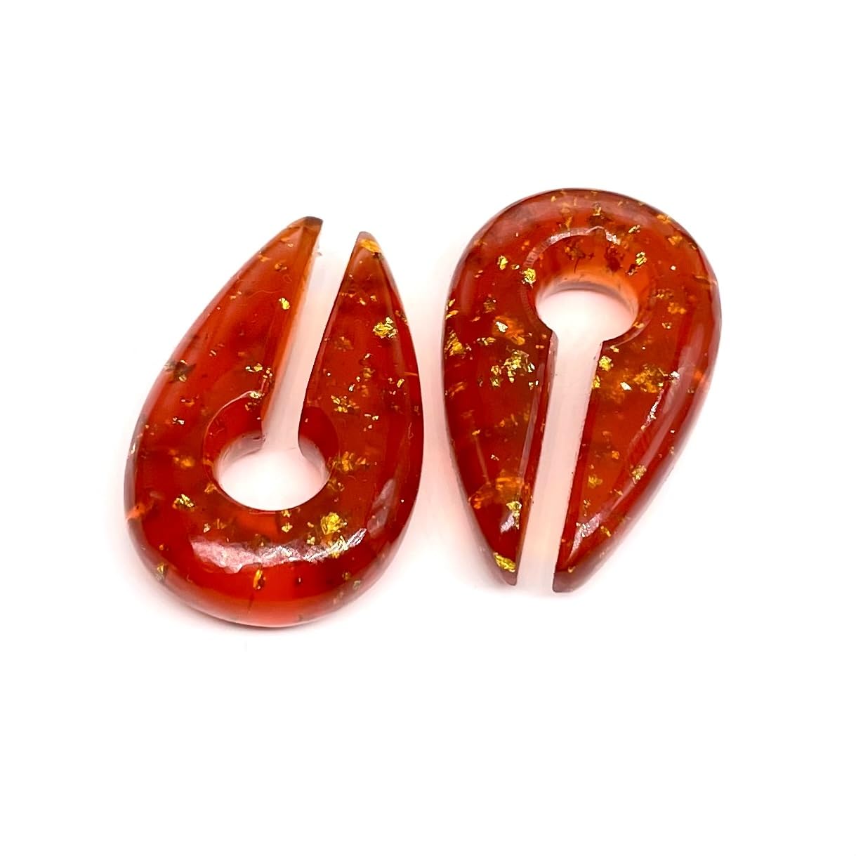 Amber Stone Handcrafted Drop Shape Ear Weights Keyhole Gauges Ear Piercing Naga Body Jewelry Size 2g (6mm), 0g (8mm) & 00g (10mm) & Customized Wholesale Also Available