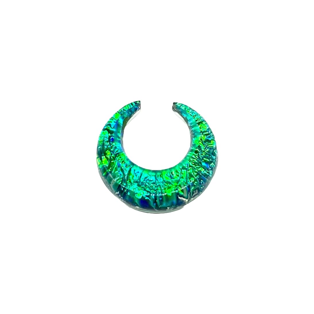 Green Opal Glitter Glass Stone Septum Pincher Nose Ring Size 12g-1/2in