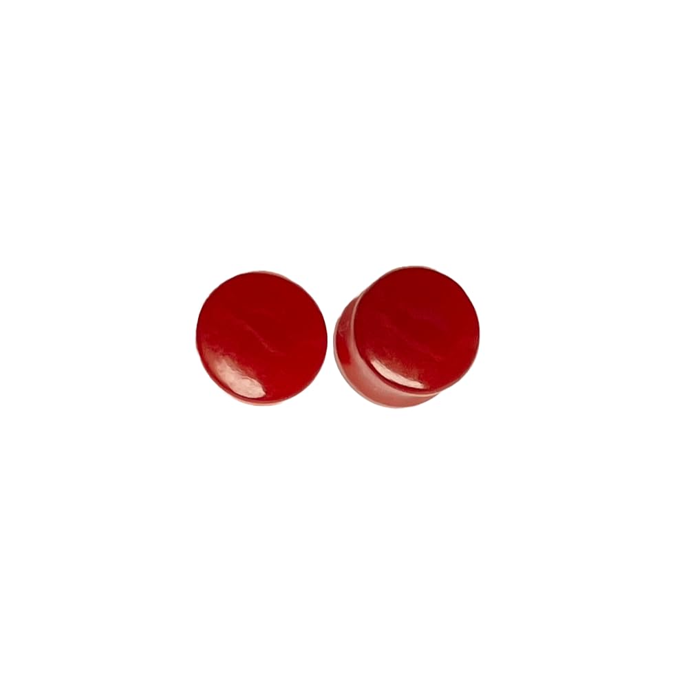 Pair of Natural Red Onyx Double Flared Ear Plugs Gauges, Sizes 3 mm to 25 mm