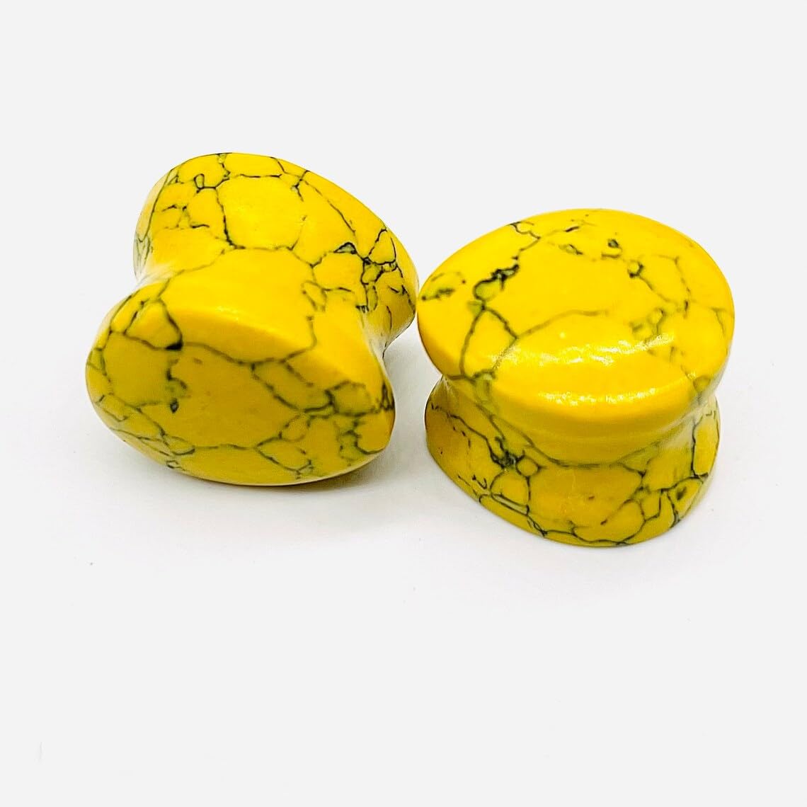 Naga Body Jewelry Pair of Yellow Turquoise Crystal Handmade Ear Piercing Double Flared Drop Shaped Gauges & Plugs Size 8g (3mm) to 1" (25mm) Customized & Wholesale Available
