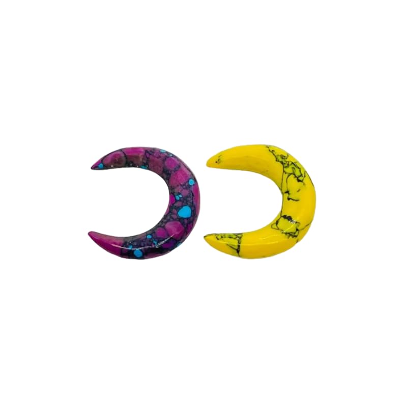 Turquoise Crystal Septum Pincher Nose Ring, 12g to 1/2", Purple & Yellow, 2 Pcs
