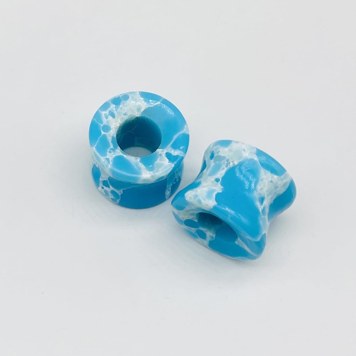 Body Piercing Jewelry Pair of Naga Style Larimar Crystal Handmade Naga Body Piercing Gauges Plugs Ear Tunnels Size 6g (4mm) to 40mm Customized Size & Wholesale Also Available