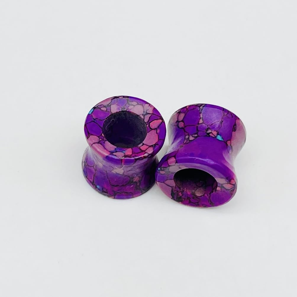 Pruple Turquoise Crystal Handmade Naga Body Piercing Jewelry Plug Tunnel Gauges Size 6g (4mm) to 40mm Customized Sizes & Wholesale Also Available