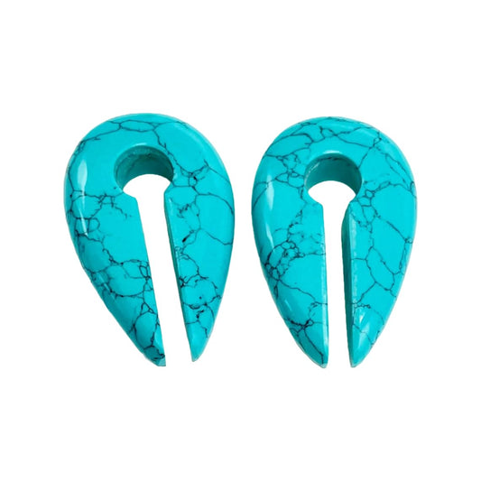 Blue Turquoise Crystal Ear Weights, 6g-00g Sizes, 2 Pieces