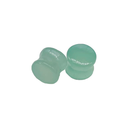 Natural Aqua Chalcedony Gemstone Ear Plugs Gauges, Sizes 3mm to 25mm