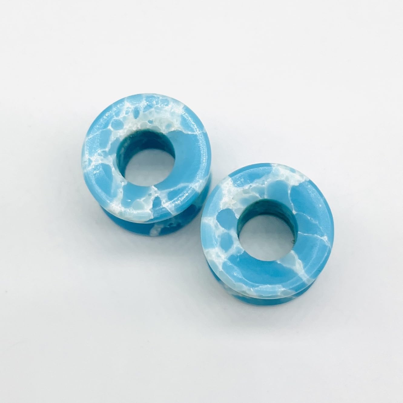 Body Piercing Jewelry Pair of Naga Style Larimar Crystal Handmade Naga Body Piercing Gauges Plugs Ear Tunnels Size 6g (4mm) to 40mm Customized Size & Wholesale Also Available