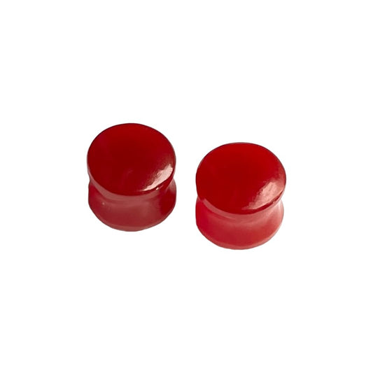 Pair of Natural Red Onyx Double Flared Ear Plugs Gauges, Sizes 3 mm to 25 mm
