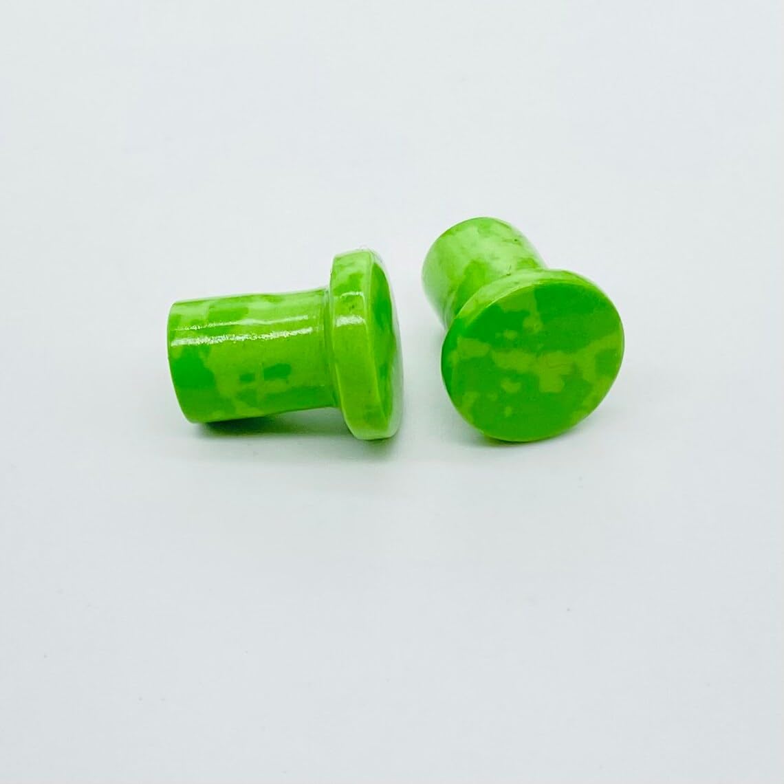 Green Turquoise Crystal Round Single Flared Plug Ear Gauges, 8g-25mm