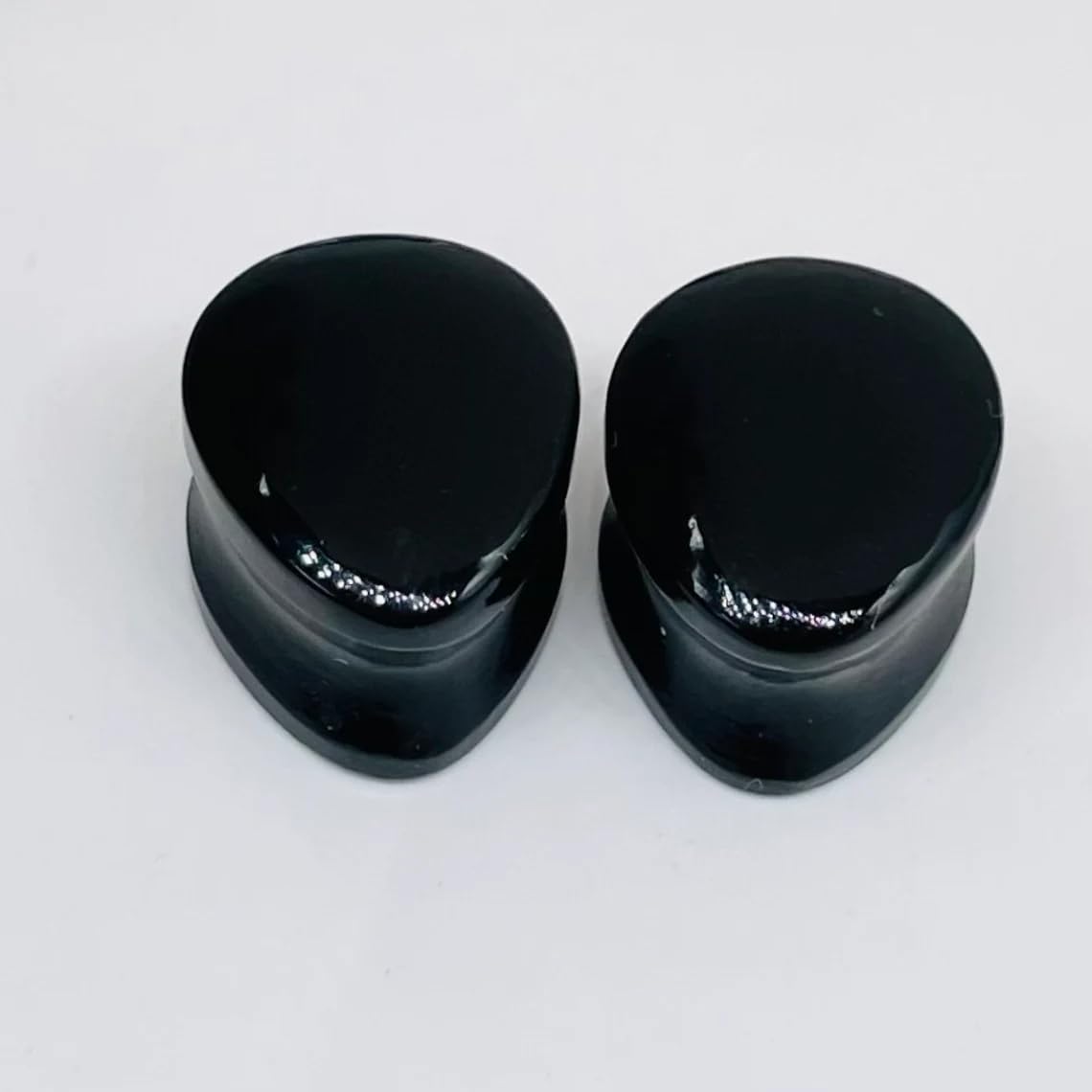 Natural Black Obsidian Crystal Handmade Naga Body Piercing Jewelry Double Falre Teardrop Shape Ear Gauge Plug Size 8g (3mm) to 1" (25mm) Wholesale Available