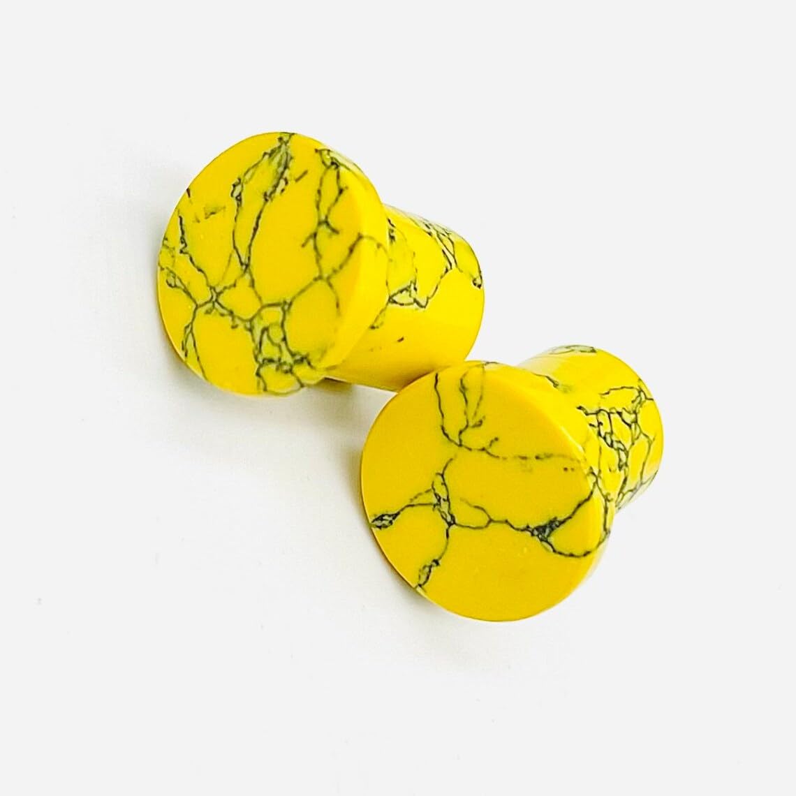 Crystal Ear Plugs, Yellow Turquoise, Custom Sizes 8g-1", Set of 2