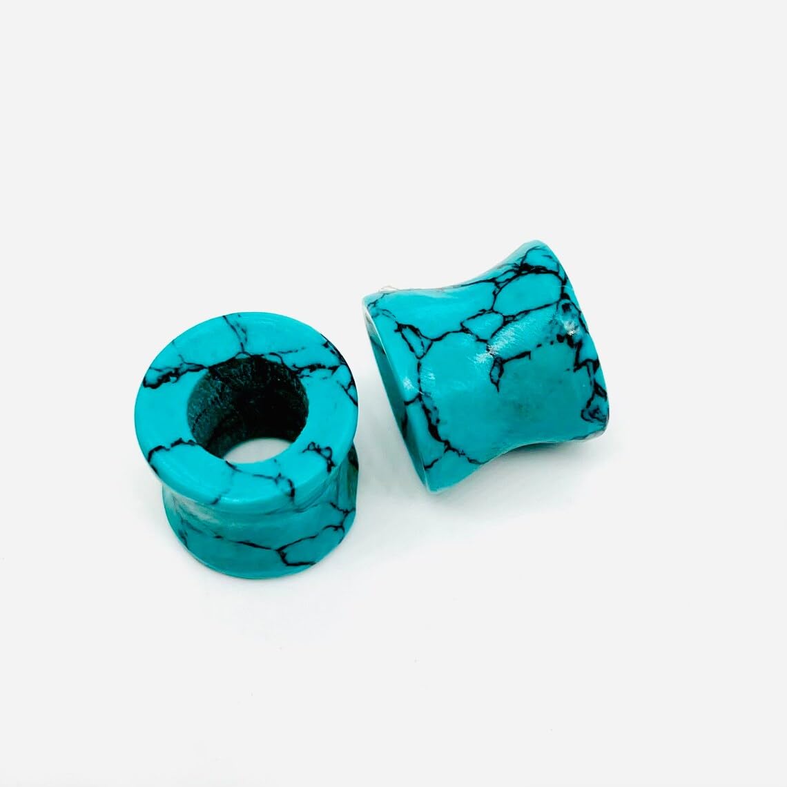 Blue Turquoise Crystal Body Jewelry Plugs Tunnels, 4mm-40mm, 2pc Set
