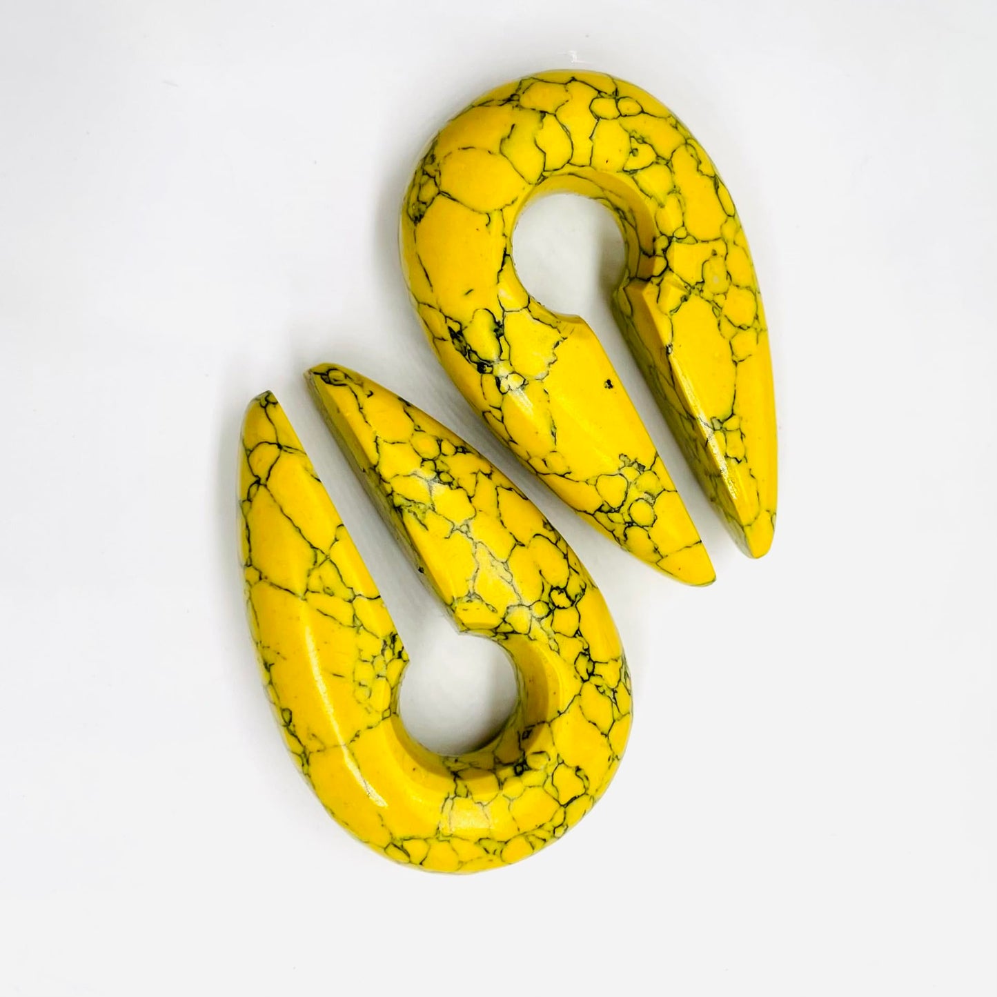 Body Piercing Jewelry Yellow Turquoise Crystal Naga Ear Weights Hangers Keyhole Gauges 2g (6mm) to 00g (10mm) Customized Size & Wholesale Also Available