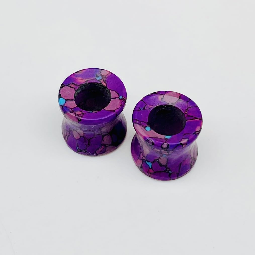 Pruple Turquoise Crystal Handmade Naga Body Piercing Jewelry Plug Tunnel Gauges Size 6g (4mm) to 40mm Customized Sizes & Wholesale Also Available